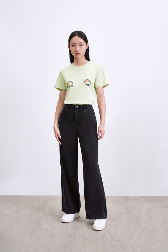 오프 숄더 크루 넥 루즈핏 티셔츠