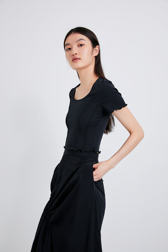 U넥 스키니 티셔츠