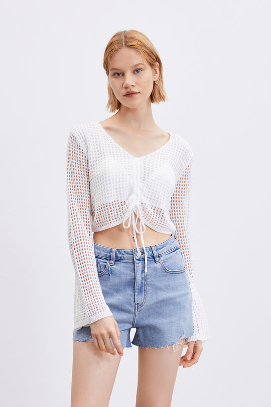 V넥 니트 티셔츠