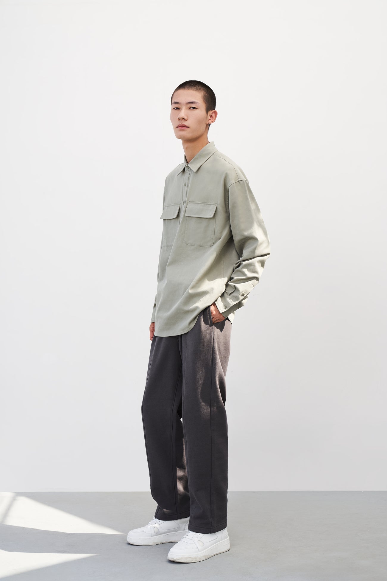 하프 버튼 셔츠