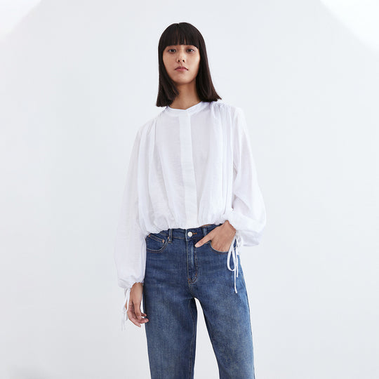 퍼프 소매 블라우스