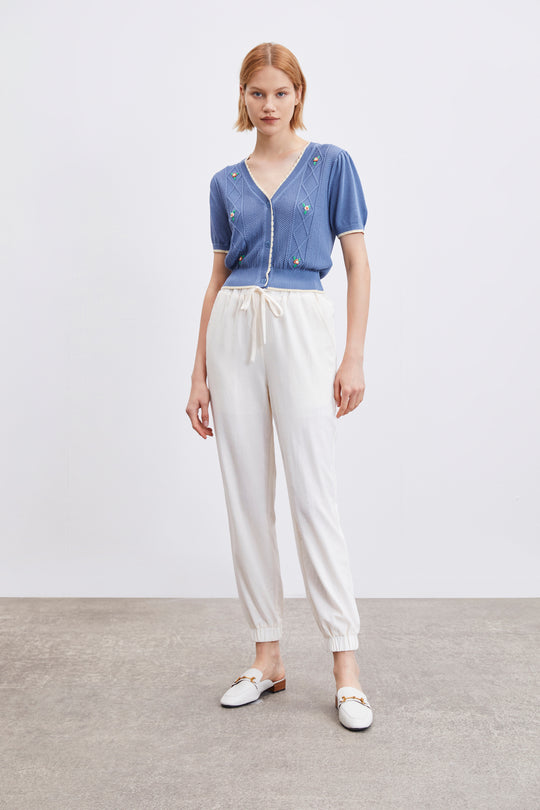 우븐 롱 조거 팬츠