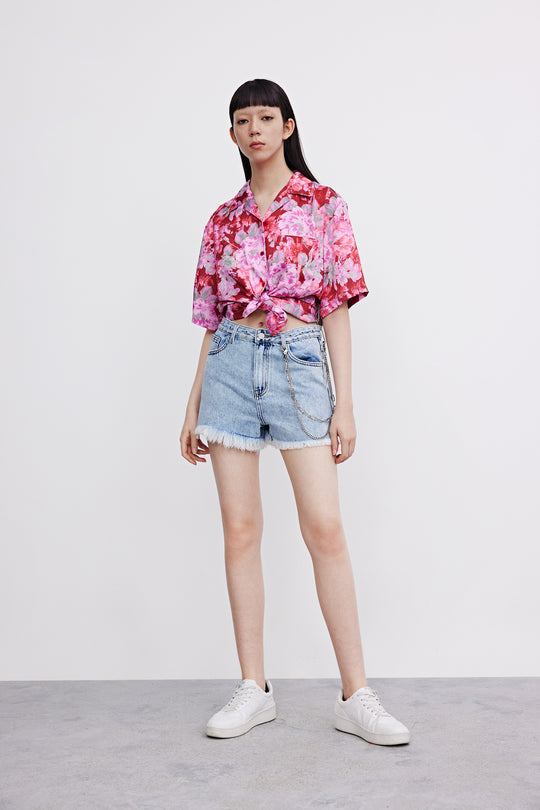 래글런 슬리브 라펠 셔츠