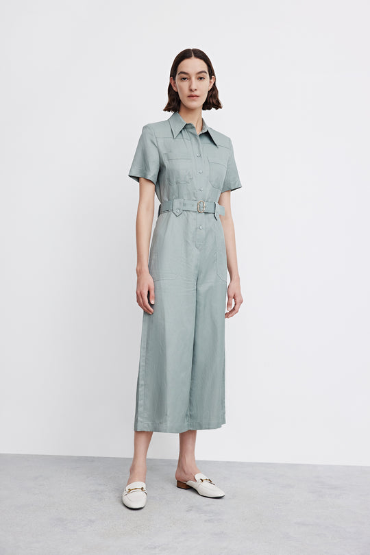 우븐 롱 점프수트