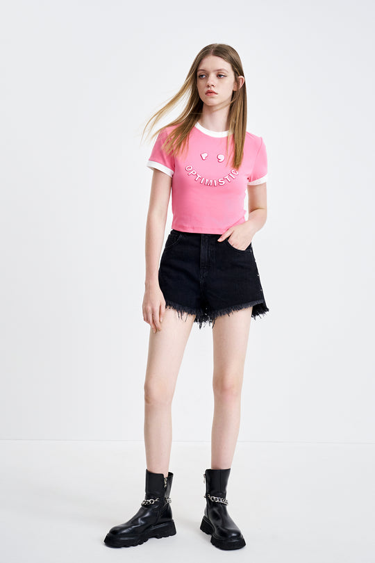 스터드 로우라이즈 데님 쇼츠