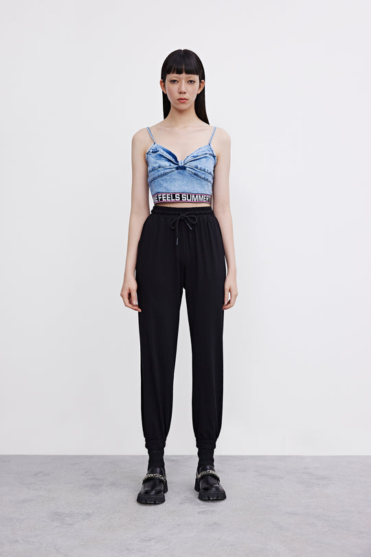 슬리브리스 V 넥 데님 셔츠