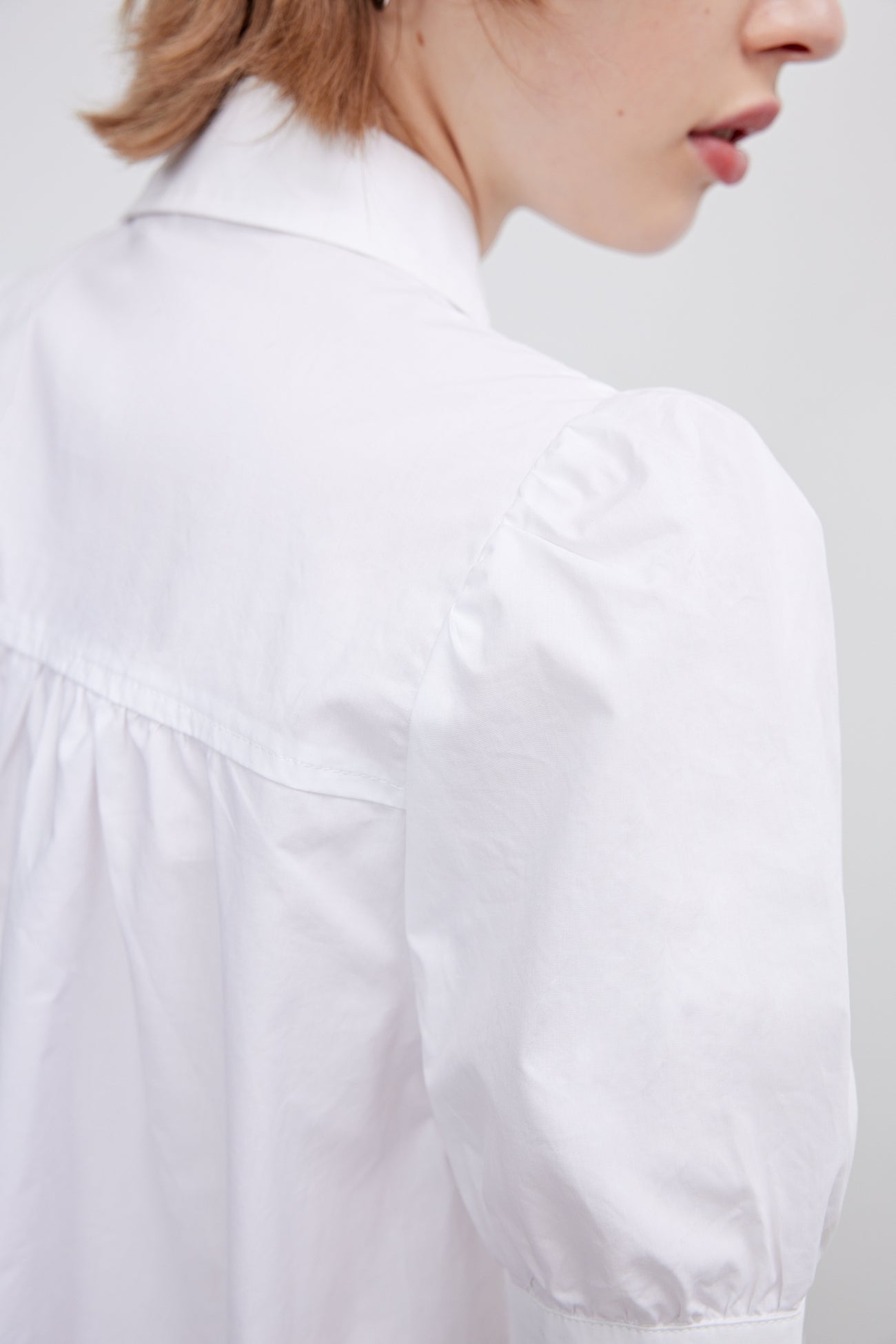 퍼프 소매 셔츠 카라 셔츠