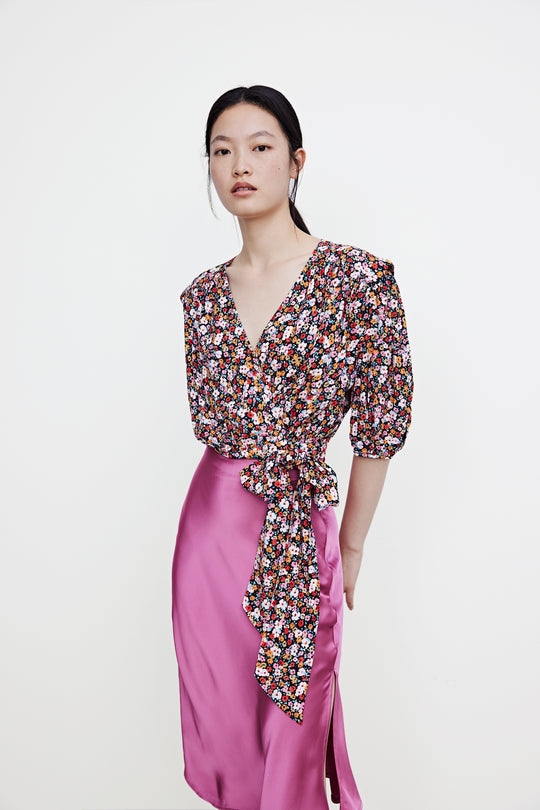 퍼프 소매 셔츠 카라 셔츠