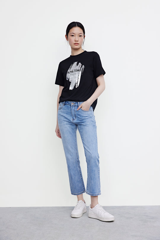 오프 숄더 크루넥 루즈핏 티셔츠