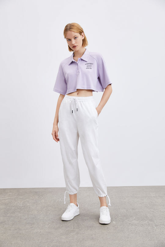 오프 숄더 라펠 레귤러 티셔츠