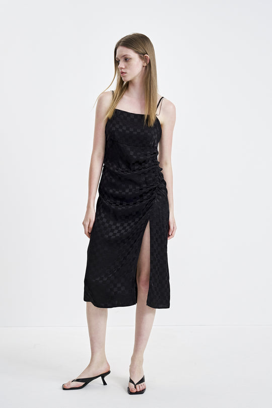 체크무늬 나시 드레스