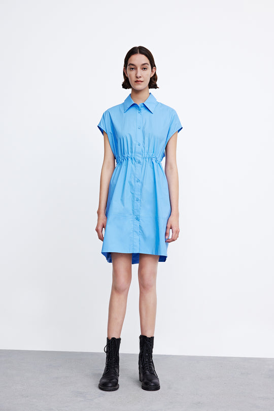 슬리브리스 셔츠 카라 스트레이트 드레스