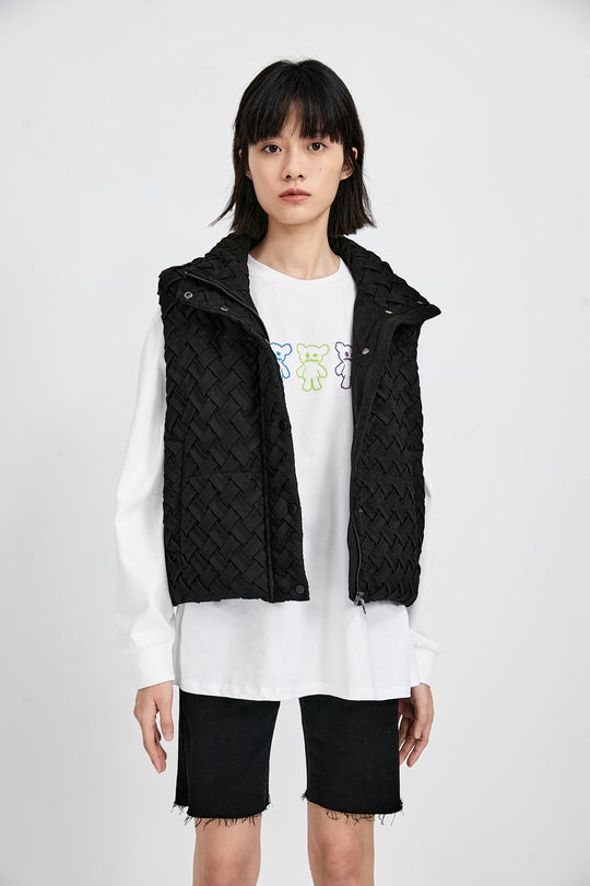 슬리브리스 스탠드 카라 패딩