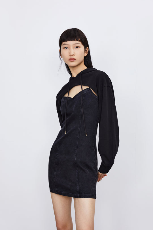 크루넥 데님 드레스