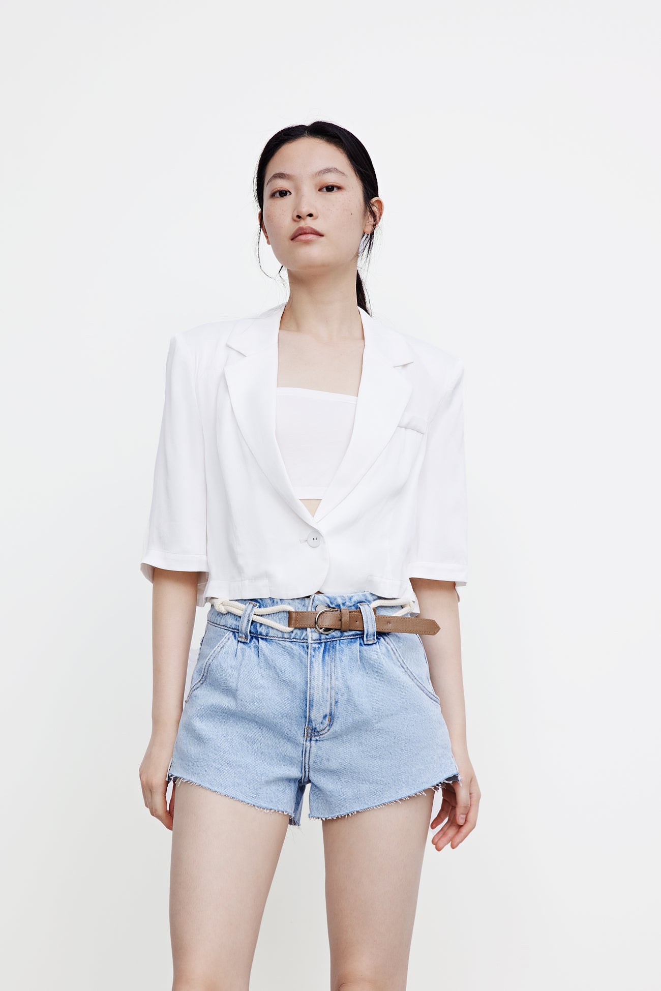 레저 데님 숏팬츠