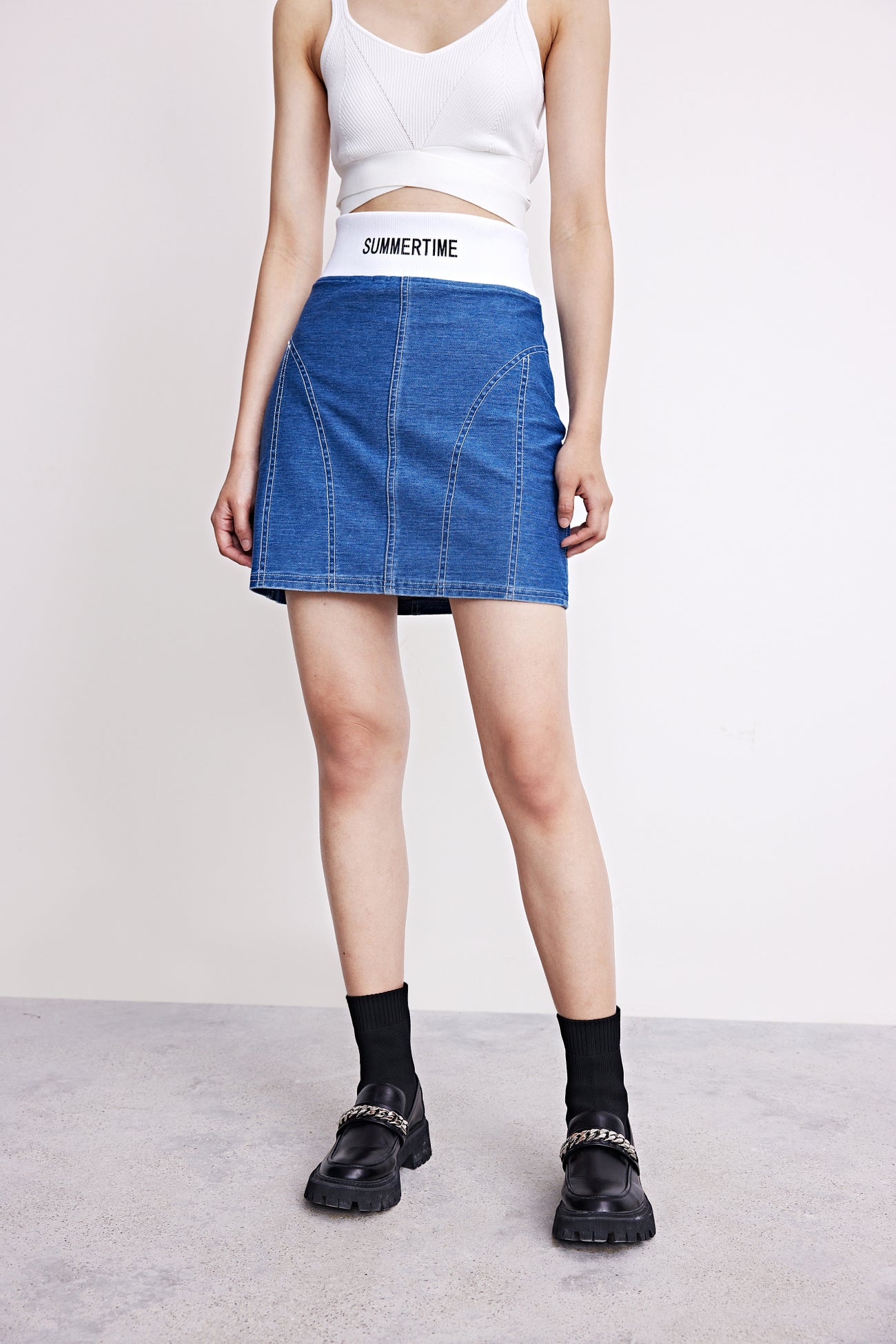 숏 A-Line 데님 스커트