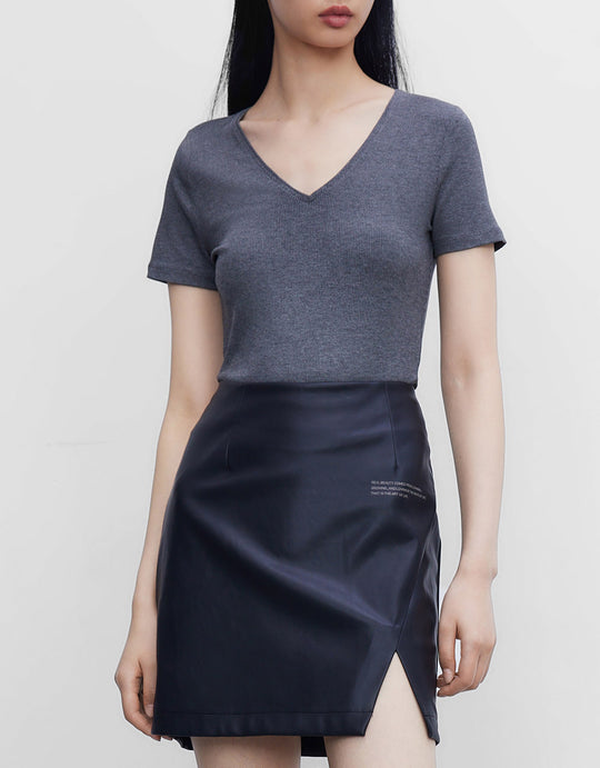 스탠다드 슬리브 V넥 스키니 티셔츠