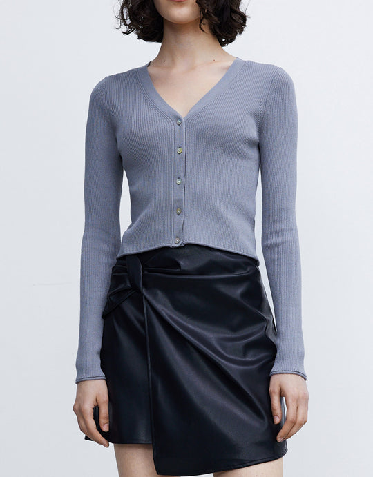 골지 니트 버튼업 핏 가디건