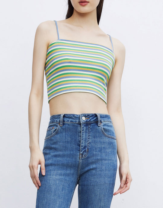 스트라이프 크롭 캐미 탑