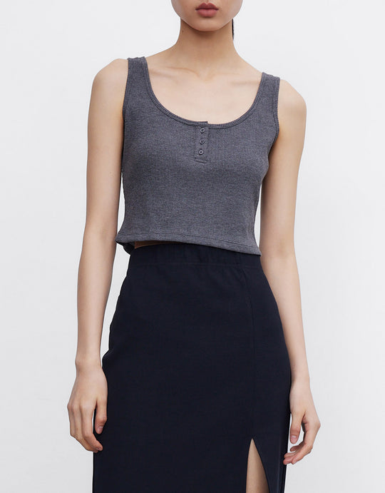 U넥 크롭 탱크탑