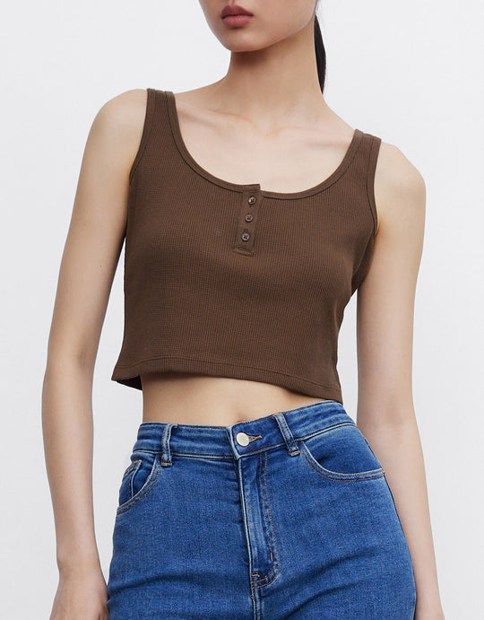 U넥 크롭 탱크탑