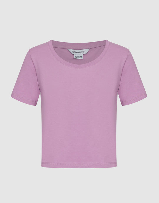 플레인 스키니 크롭 티