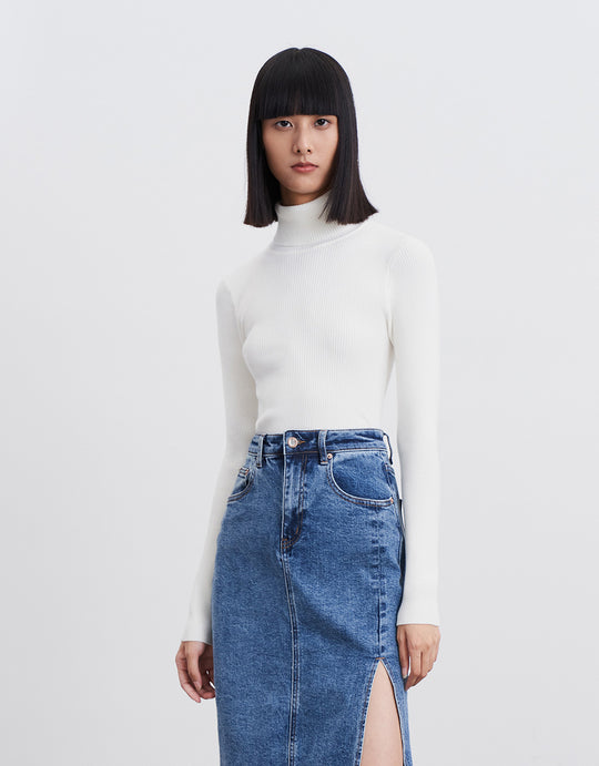 터틀넥 니트 티셔츠