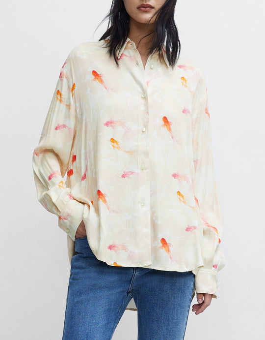 추상 프린트 버튼업 셔츠