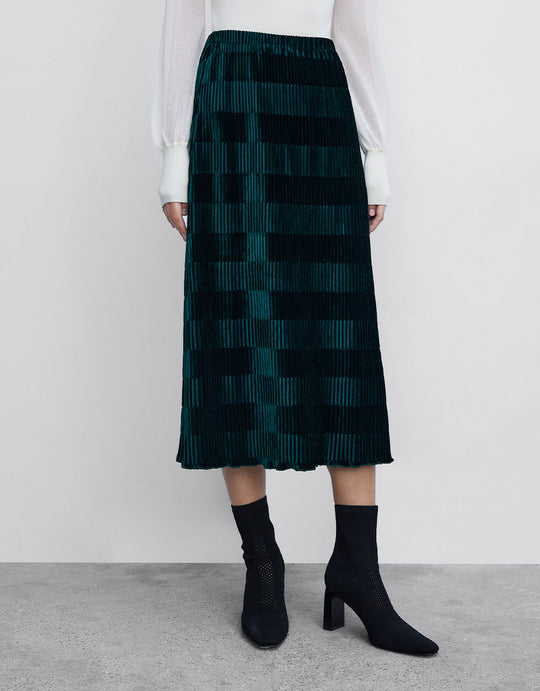 엘라스틱 웨이스트 양상추 밑단 스커트