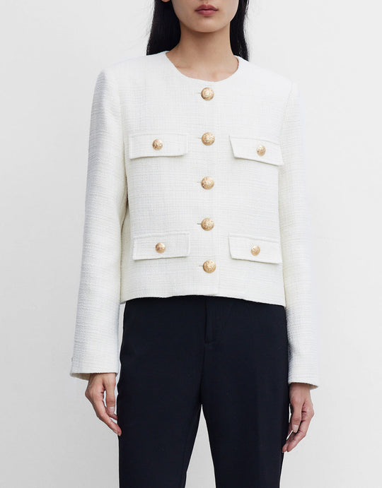 플랩 포켓 크루넥 자켓