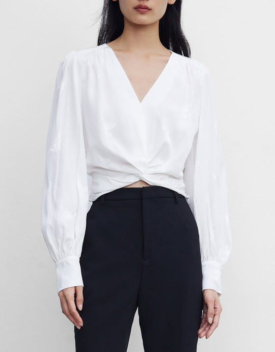 븴팔 크롭 블라우스