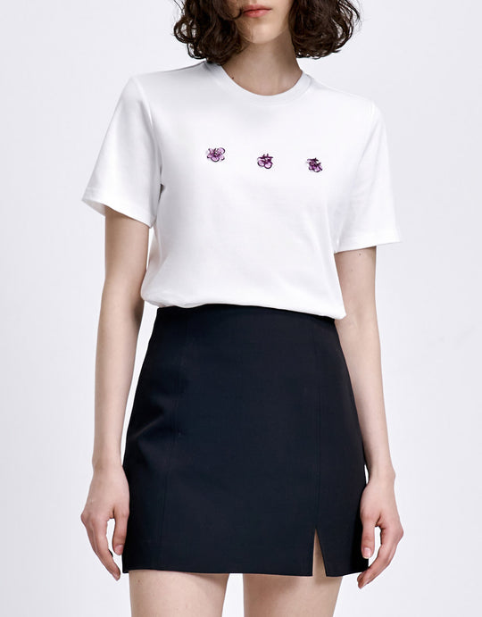 플로럴 디테일 티셔츠