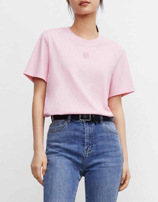 하트 디테일 티셔츠