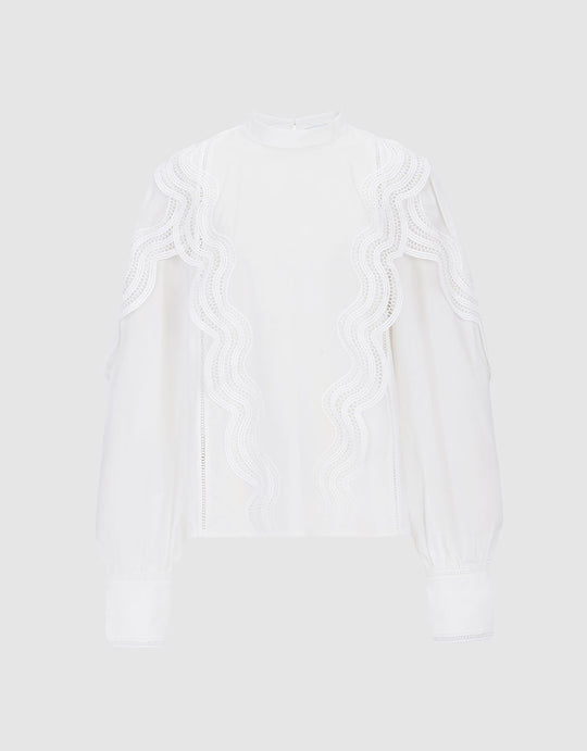 스탠드 카라 블라우스