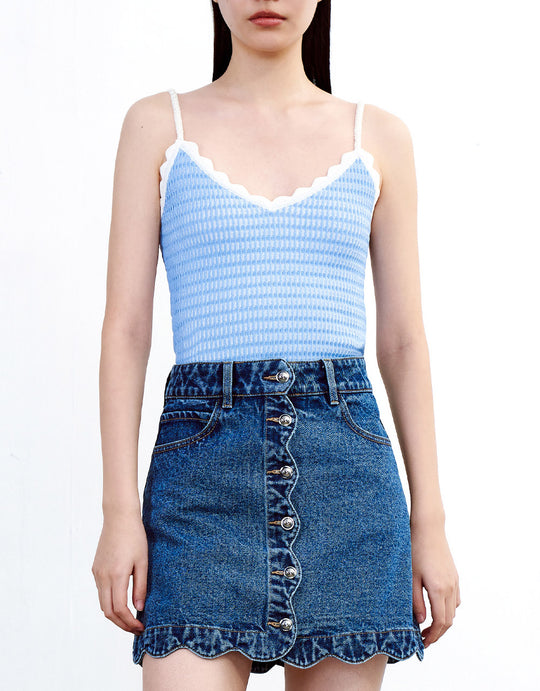 V 넥 니트 캐미 탑