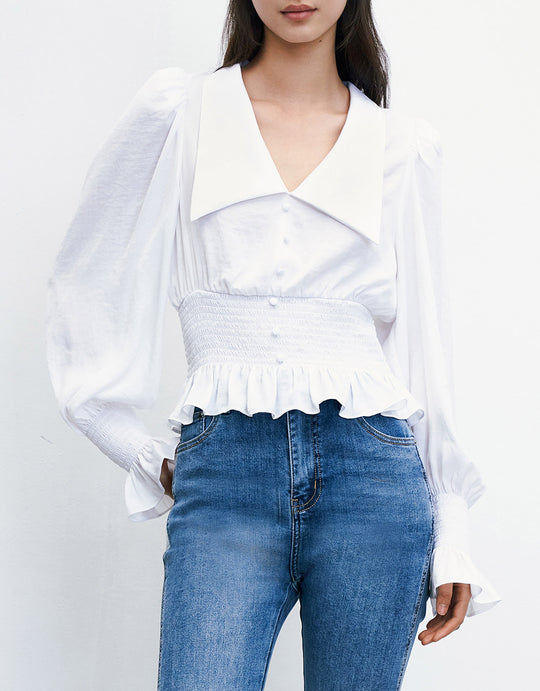 라펠 셔링 블라우스