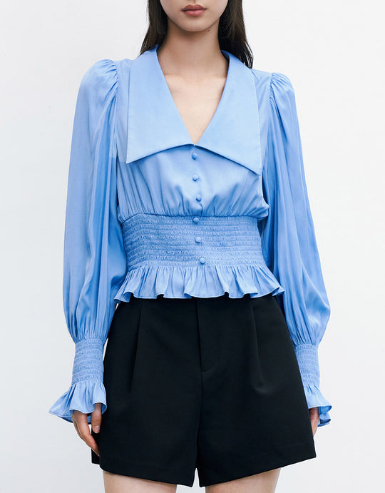 라펠 셔링 블라우스