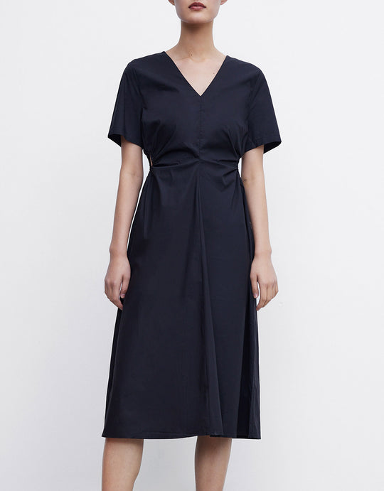 V넥 A라인 드레스