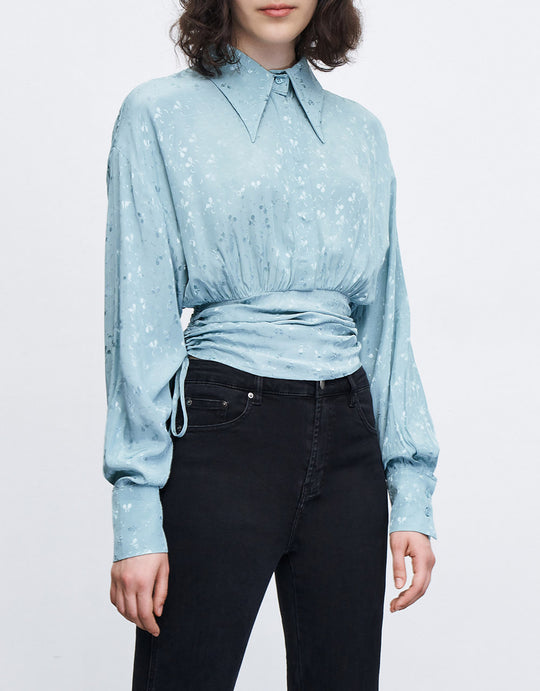 라펠 드로스트링 블라우스