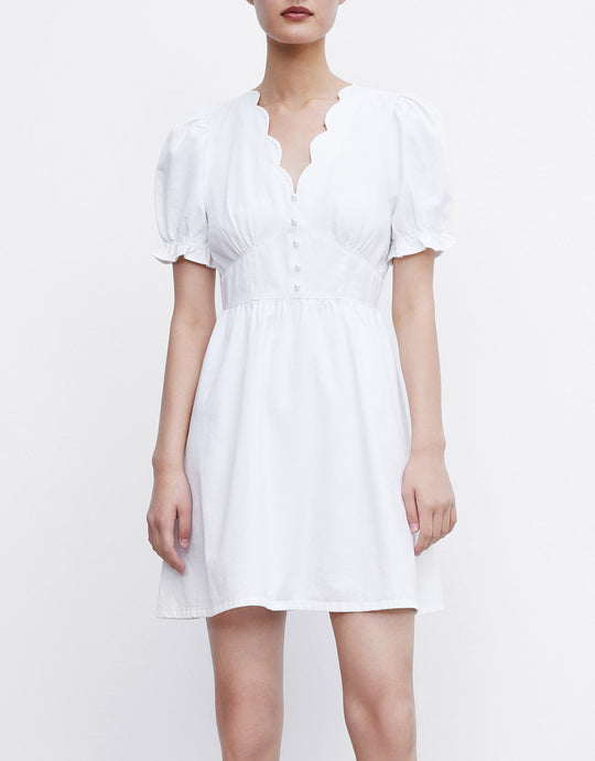 퍼프 슬리브 데님 드레스