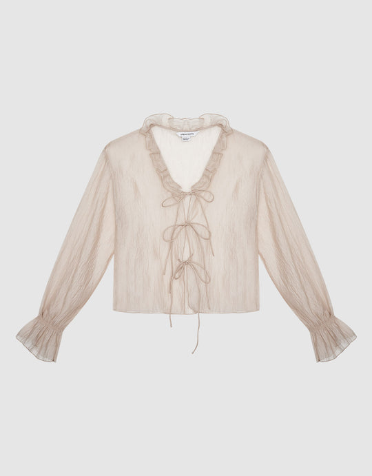 프릴 리본 블라우스