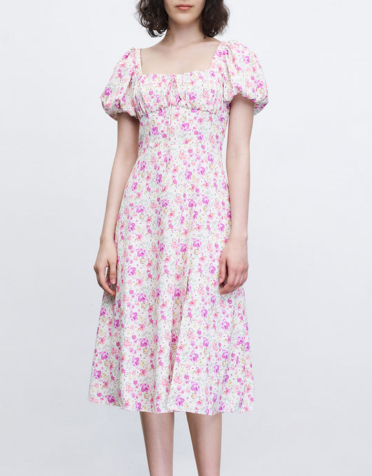 스퀘어넥 A라인 드레스