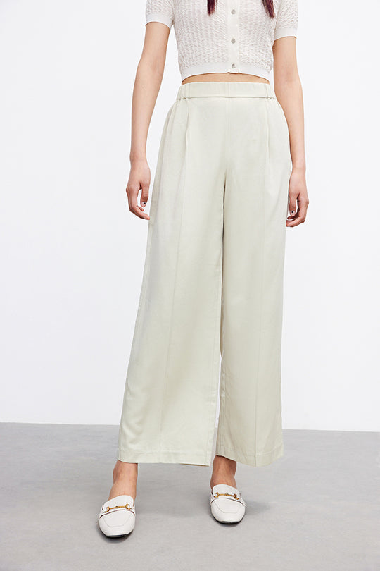 우븐 롱 와이드 팬츠