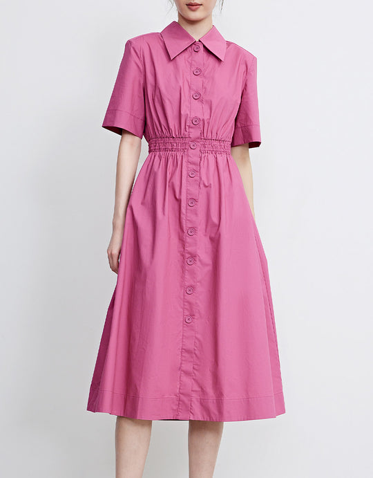 셔링 패널 버튼업 드레스