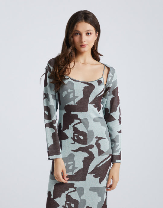 오프 숄더 크루넥 가디건