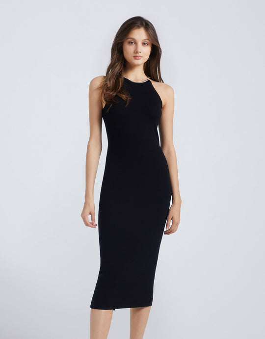 슬리브리스 크루넥 니트 드레스