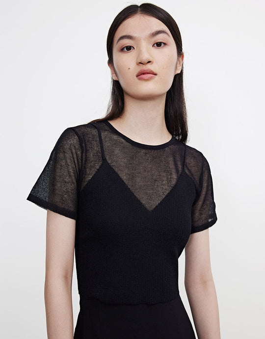 크루넥 니트 티셔츠