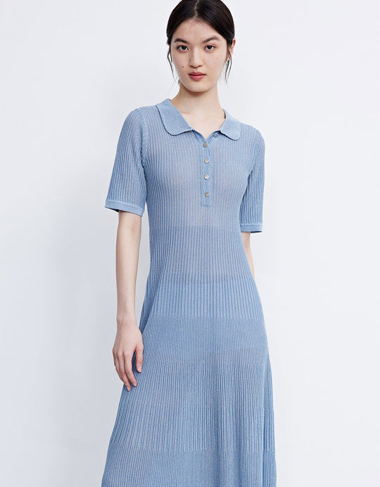 라펠 니트 드레스