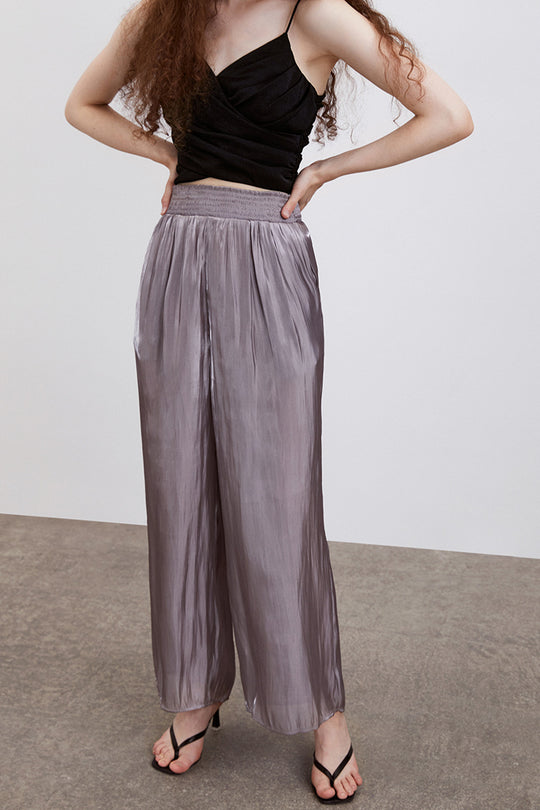 우븐 롱 와이드 팬츠