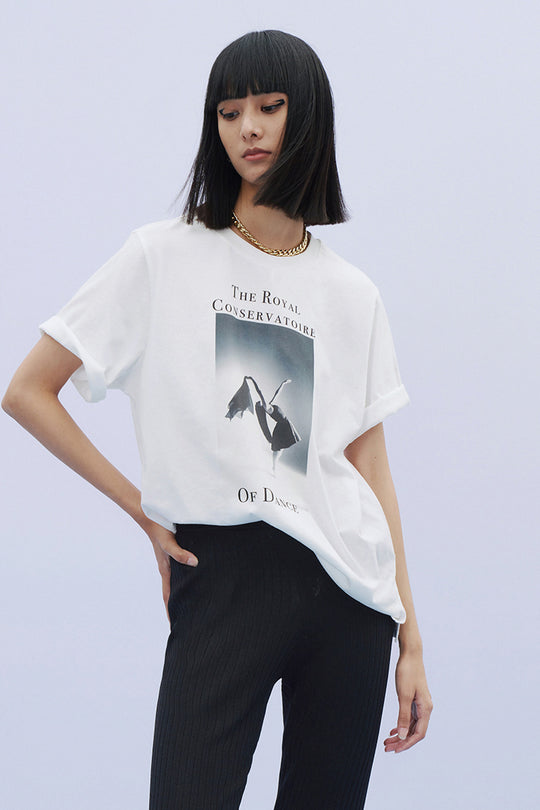 오프 숄더 U넥 레귤러 티셔츠